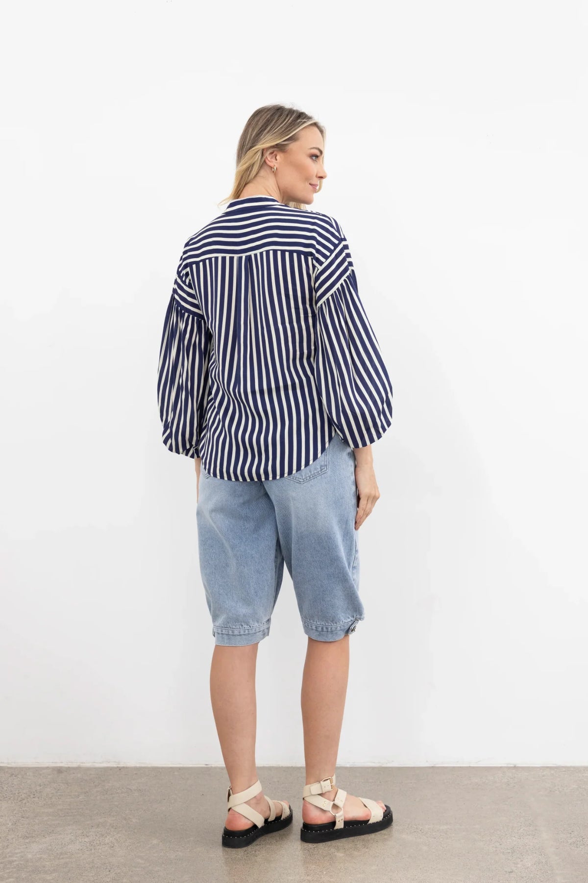 Moss Bronte Shirt - Navy Stripe