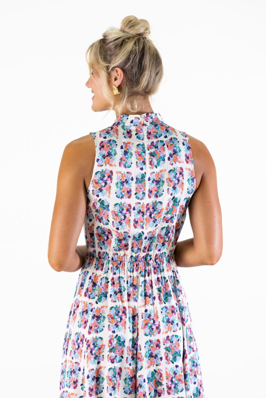 Bel Vestito Siena Pannelled Midaxi Dress - White Grid