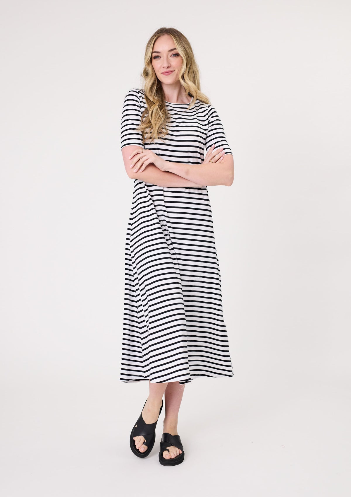 Lemon Tree Sole Dress - Black &amp; White Stripe