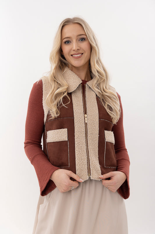 Moss Tayla Vest - Faux Suede