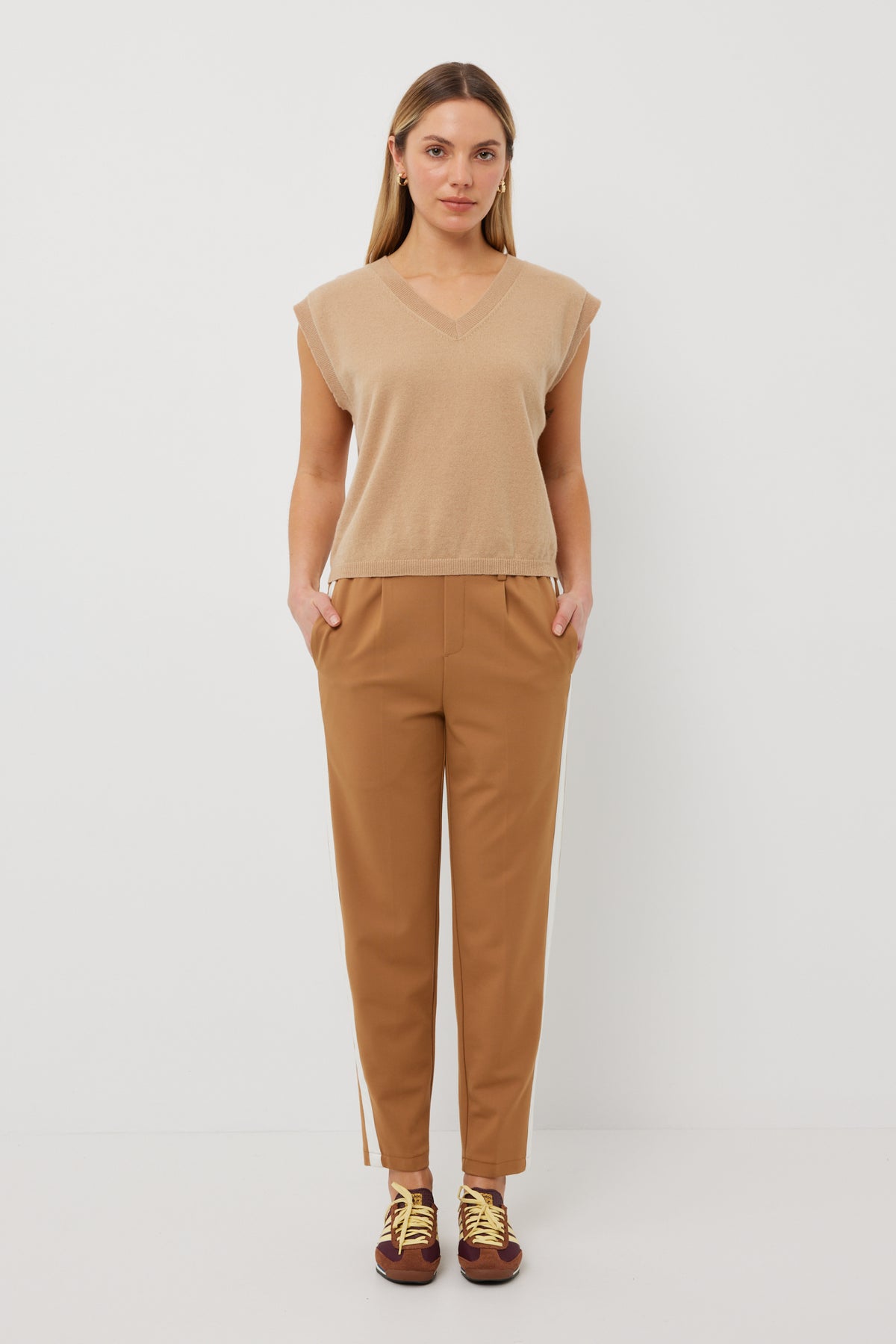Tuesday Bobbie Pants  - Caramel /White