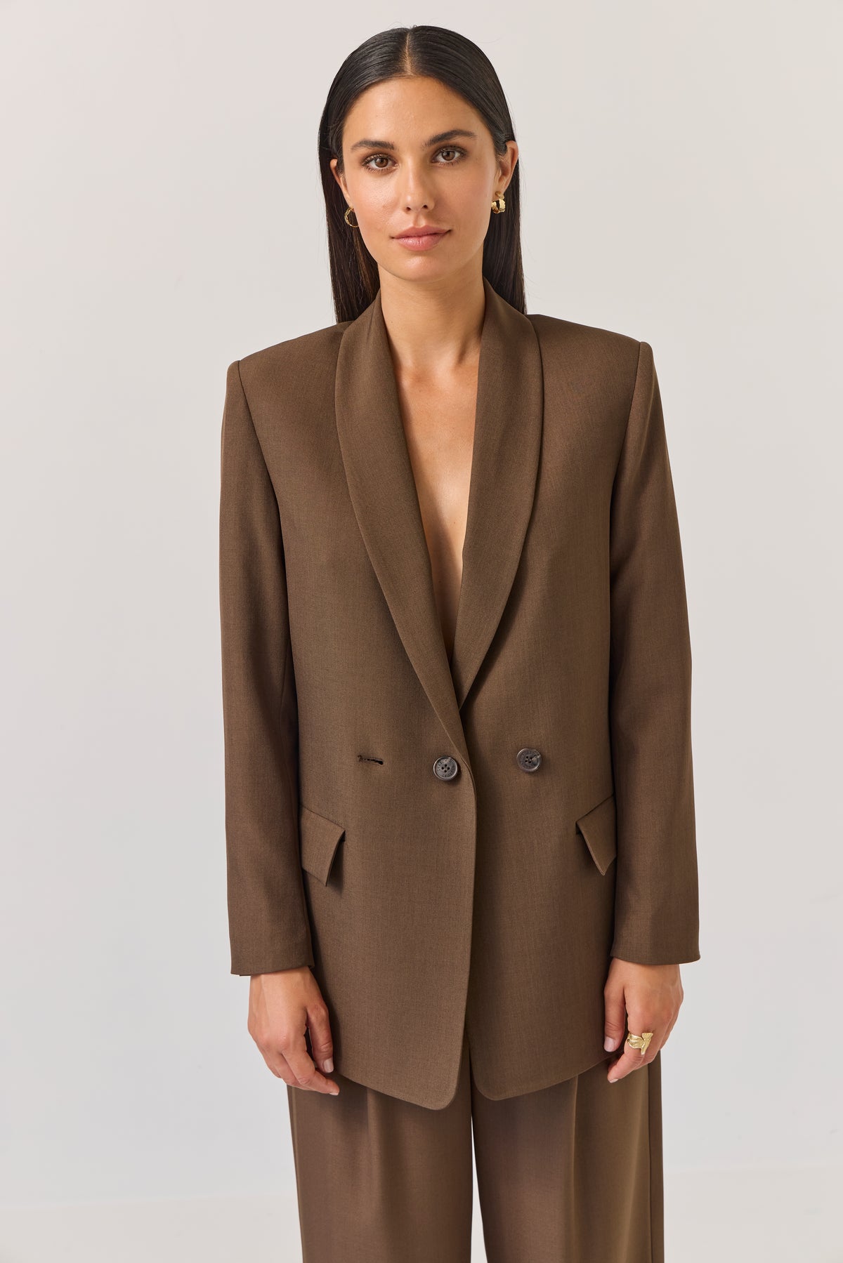 Tuesday Longline Blazer - Bitter Chocolate