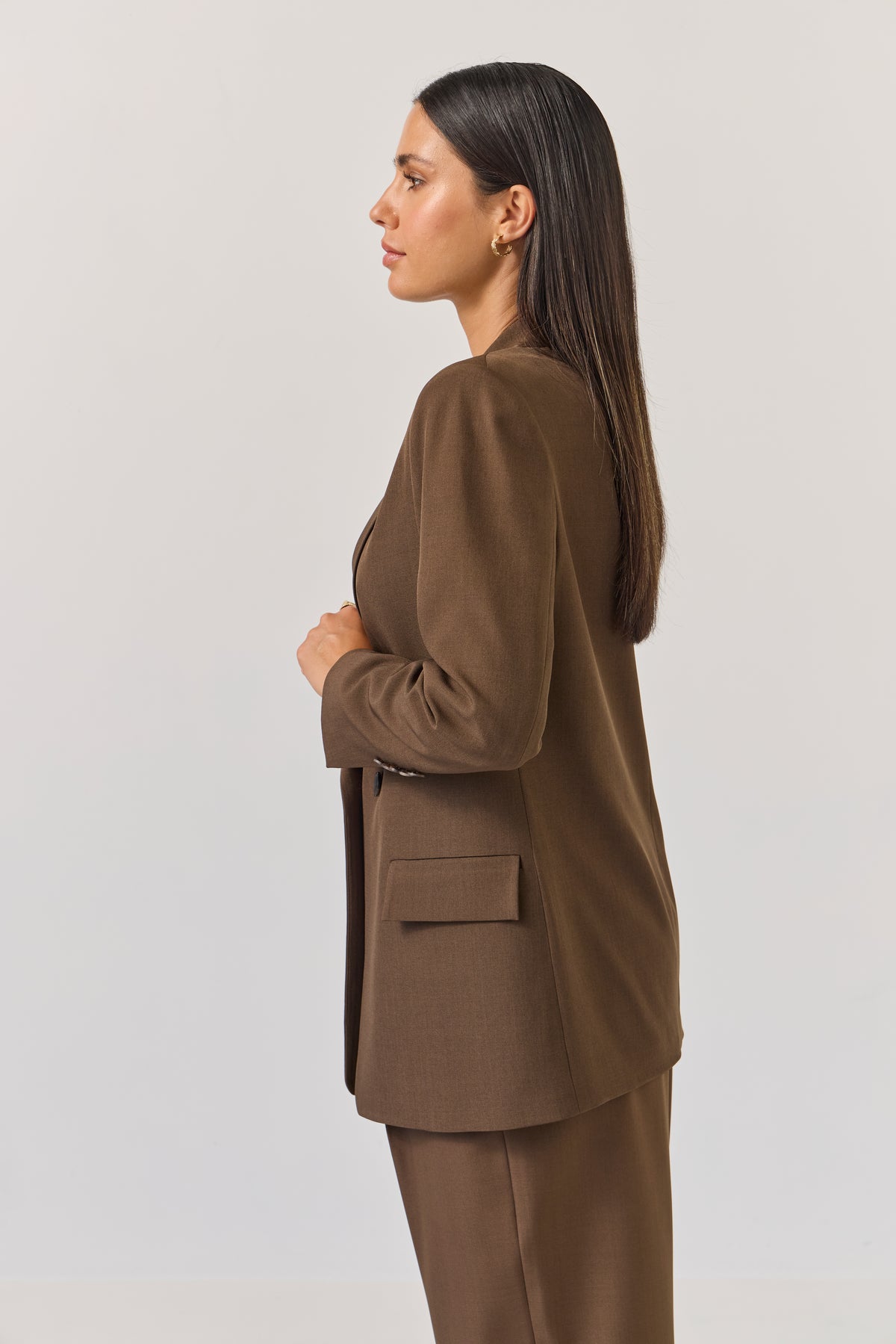 Tuesday Longline Blazer - Bitter Chocolate