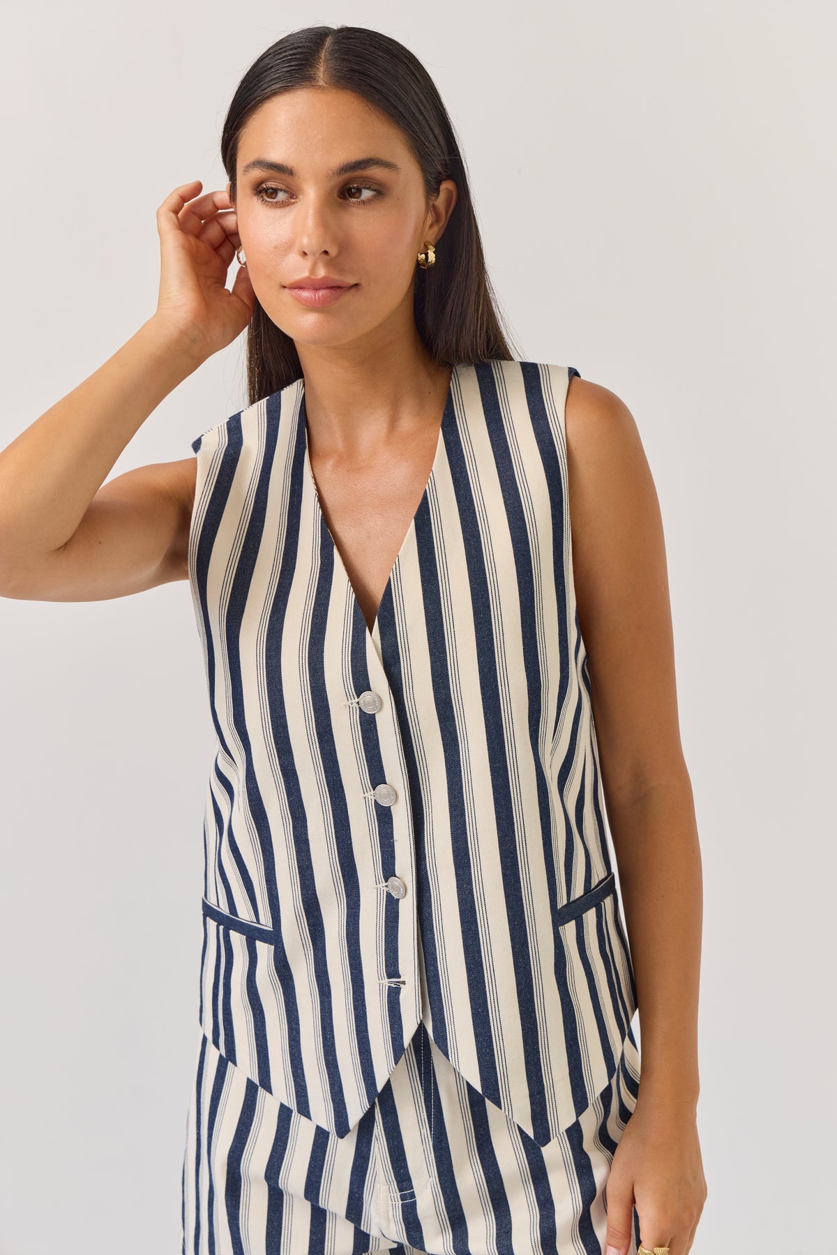 Tuesday Label Action Vest - Indigo Stripe