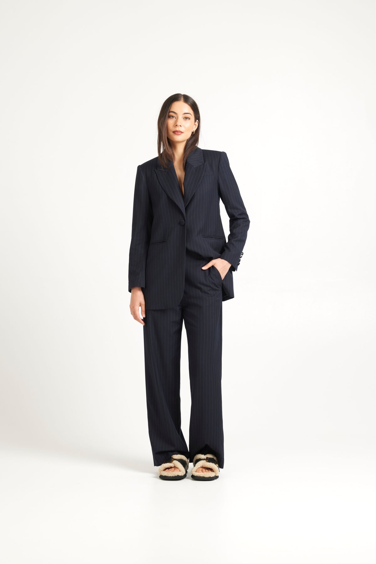 Tuesday Paris Blazer - Dark Navy Pinstripe