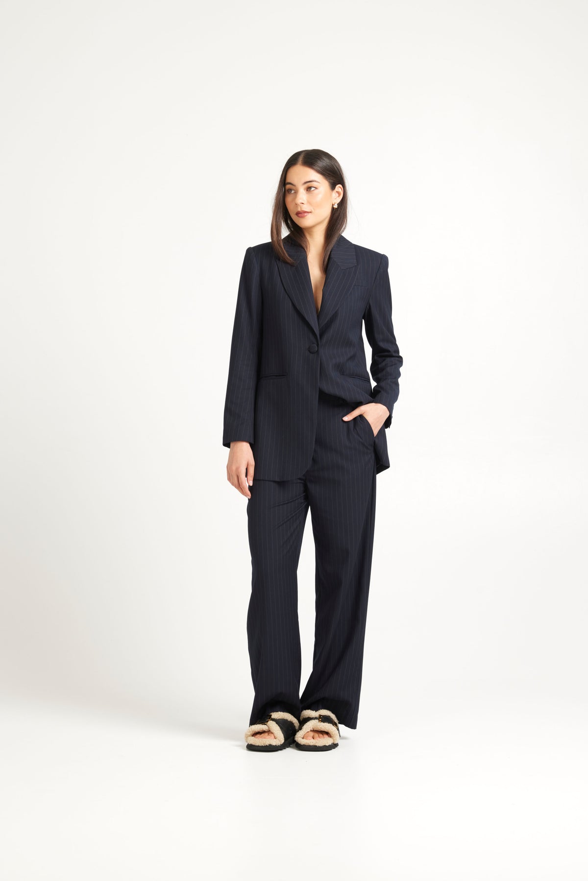 Tuesday Paris Blazer - Dark Navy Pinstripe