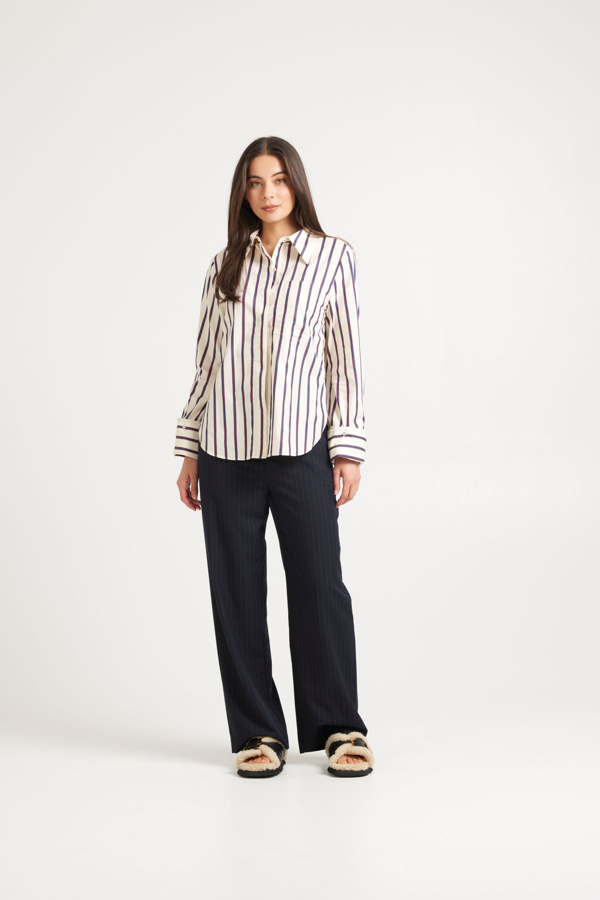 Tuesday Rose Pant -Dark Navy Pinstripe