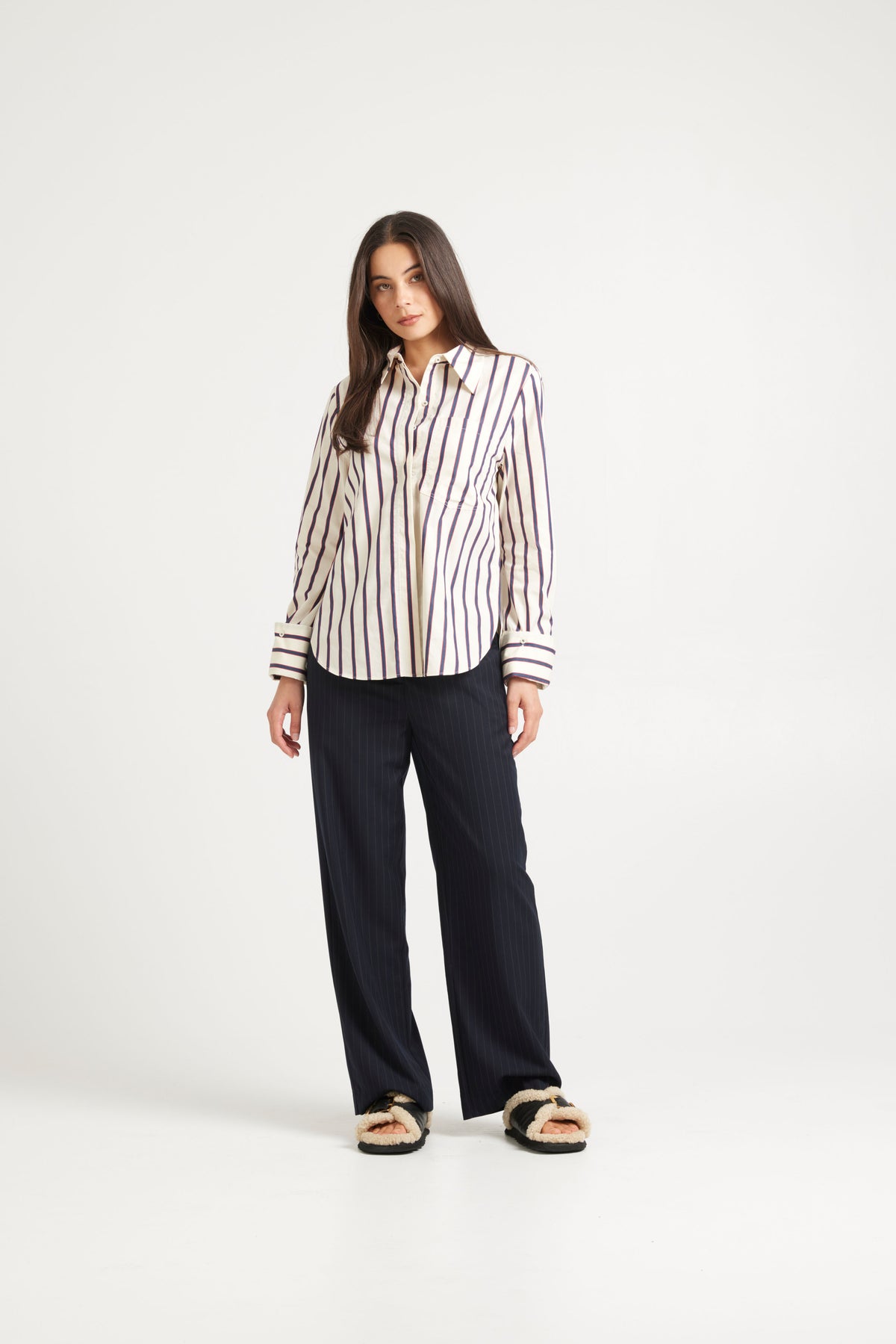 Tuesday Rose Pant -Dark Navy Pinstripe