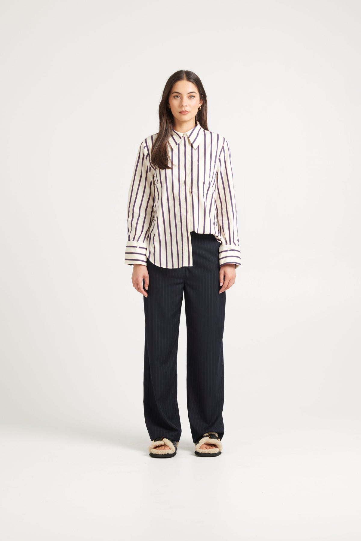 Tuesday Rose Pant -Dark Navy Pinstripe
