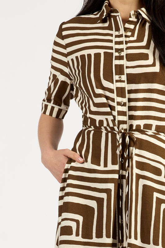Tuesday Nicola Dress - Choc Geo Print