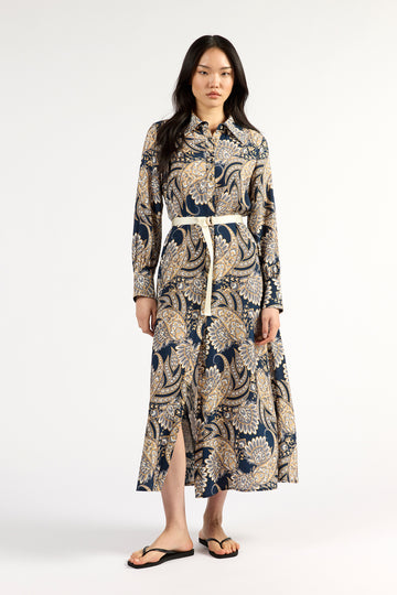 Tuesday Mala Dress - Navy Paisley