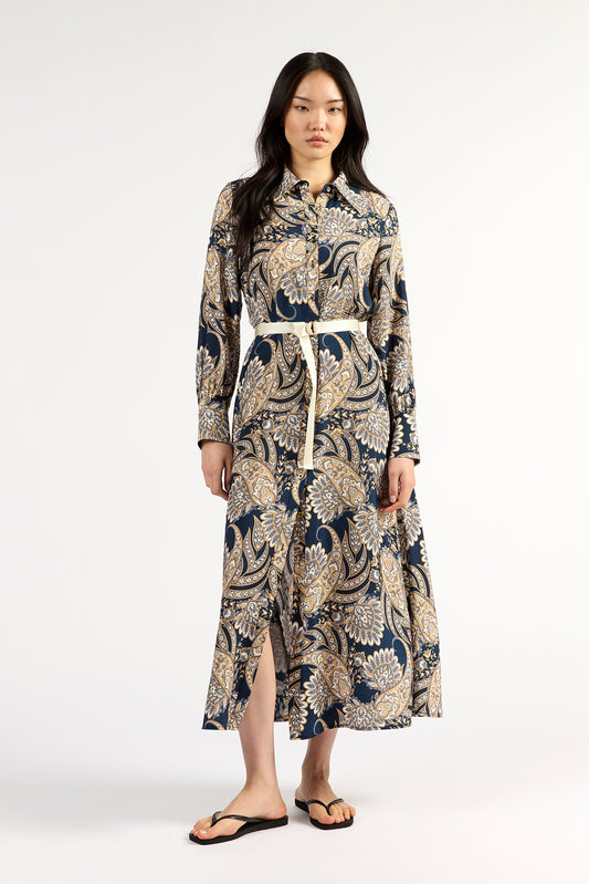 Tuesday Mala Dress - Navy Paisley