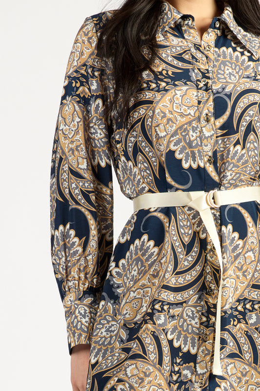 Tuesday Mala Dress - Navy Paisley