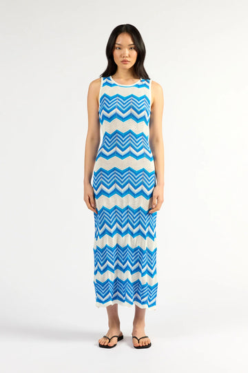 Tuesday Horizon Dress  - Blue chevron