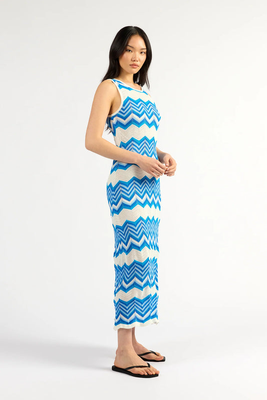 Tuesday Horizon Dress  - Blue chevron