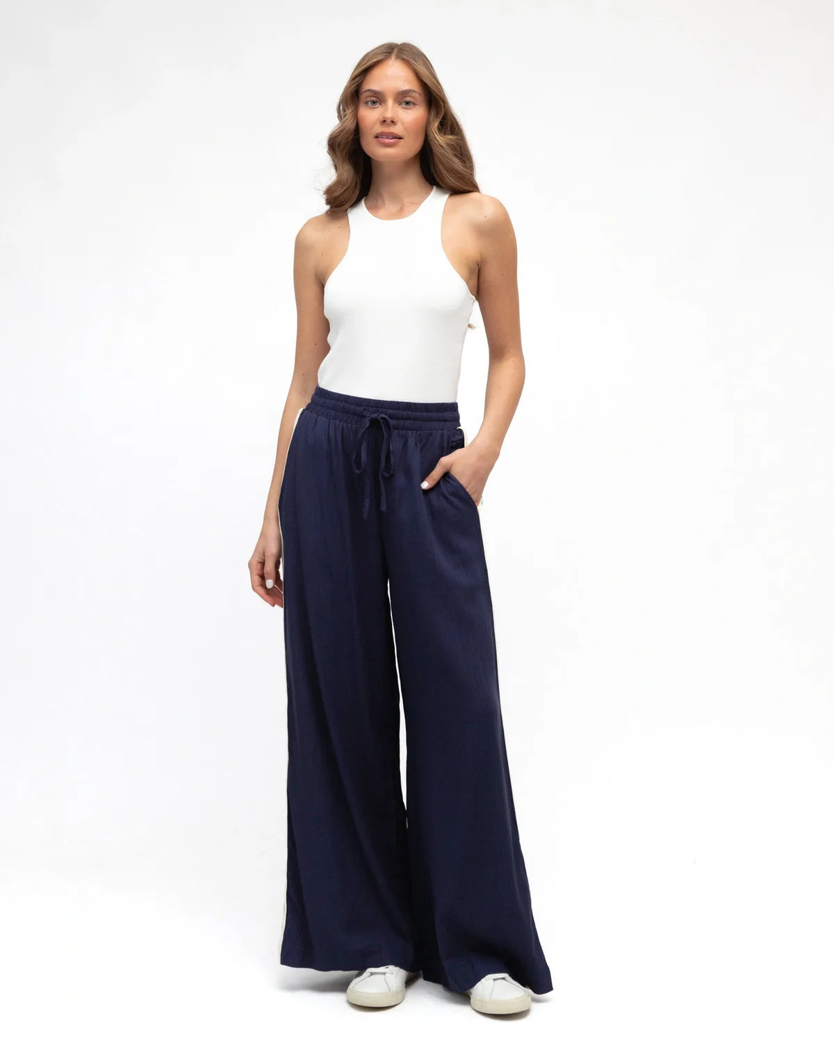 Ebby and I Wide leg pant - Navy/Green Heart