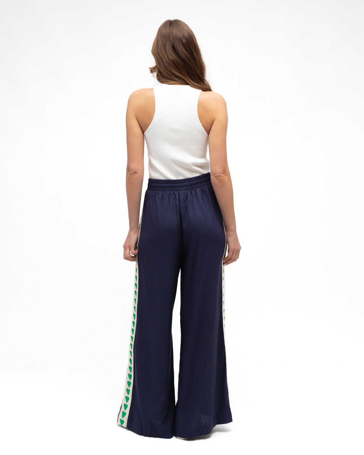 Ebby and I Wide leg pant - Navy/Green Heart