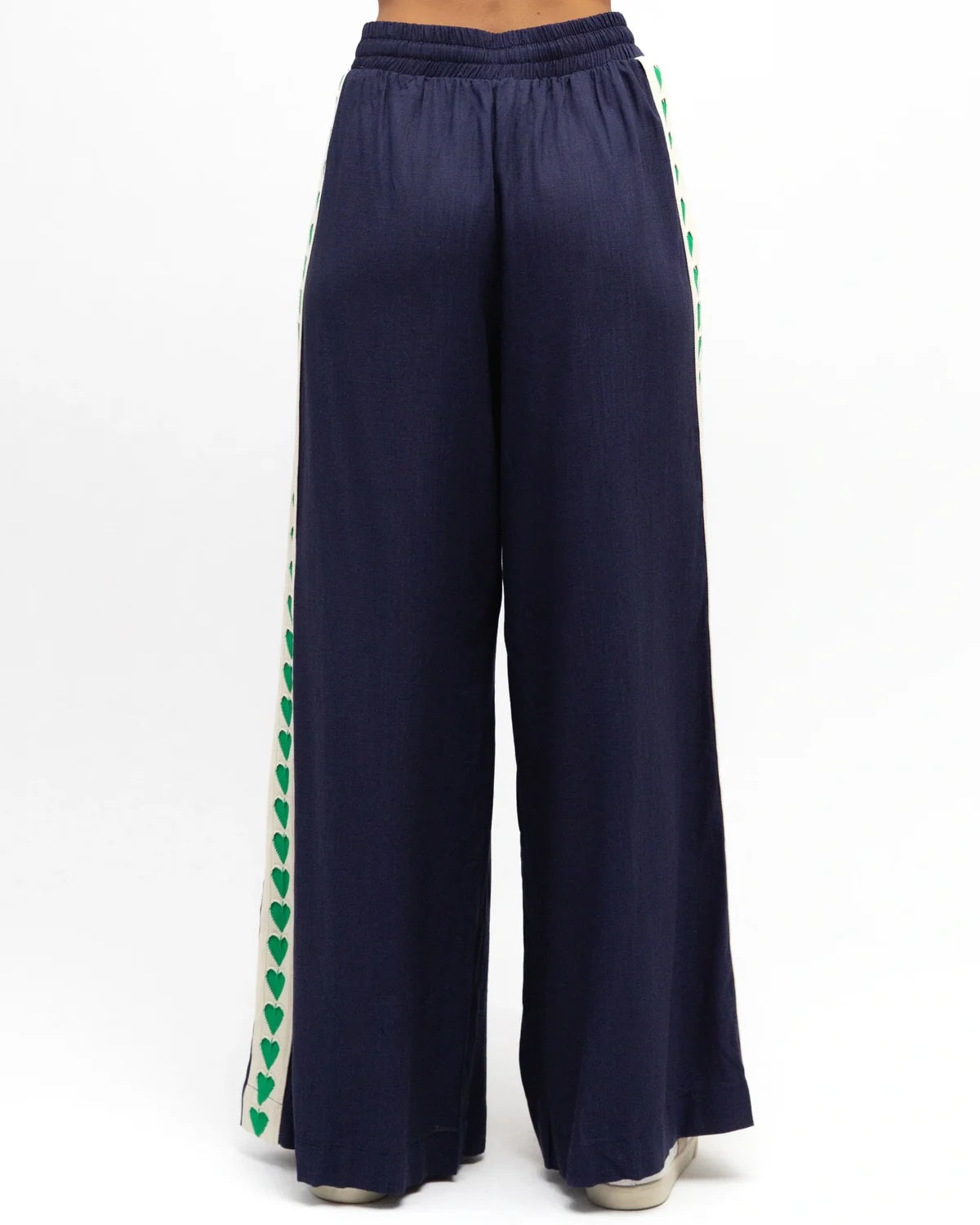 Ebby and I Wide leg pant - Navy/Green Heart