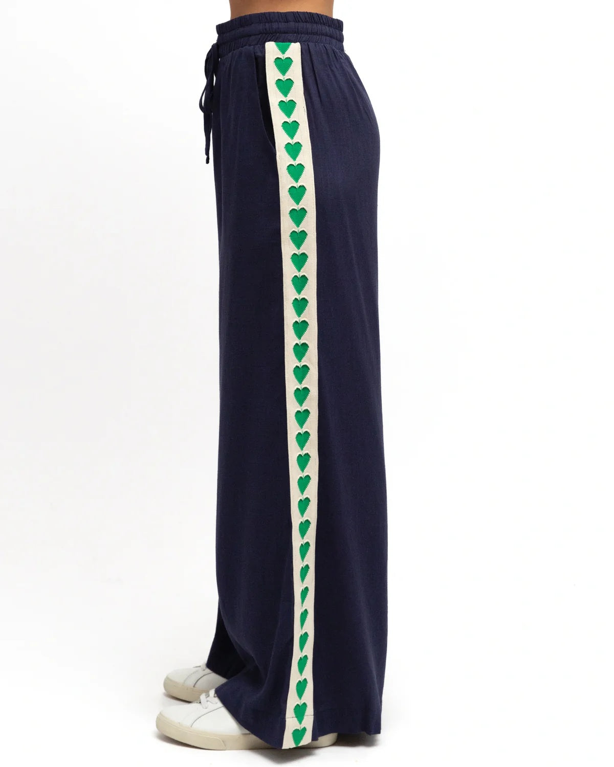 Ebby and I Wide leg pant - Navy/Green Heart
