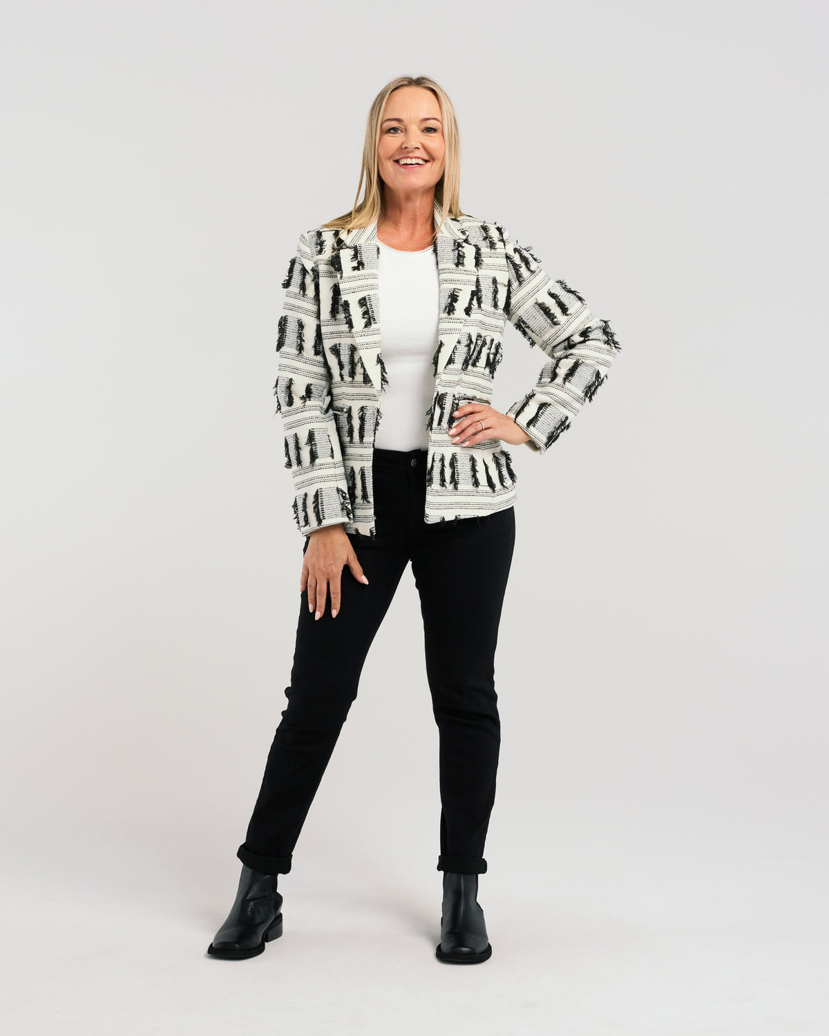 Zafina Jordan Blazer - Black/White Mix