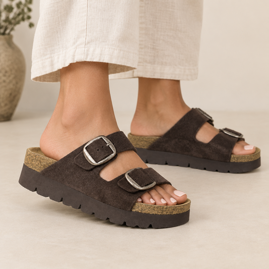 Neckermann Platform Slide - Choc Suede