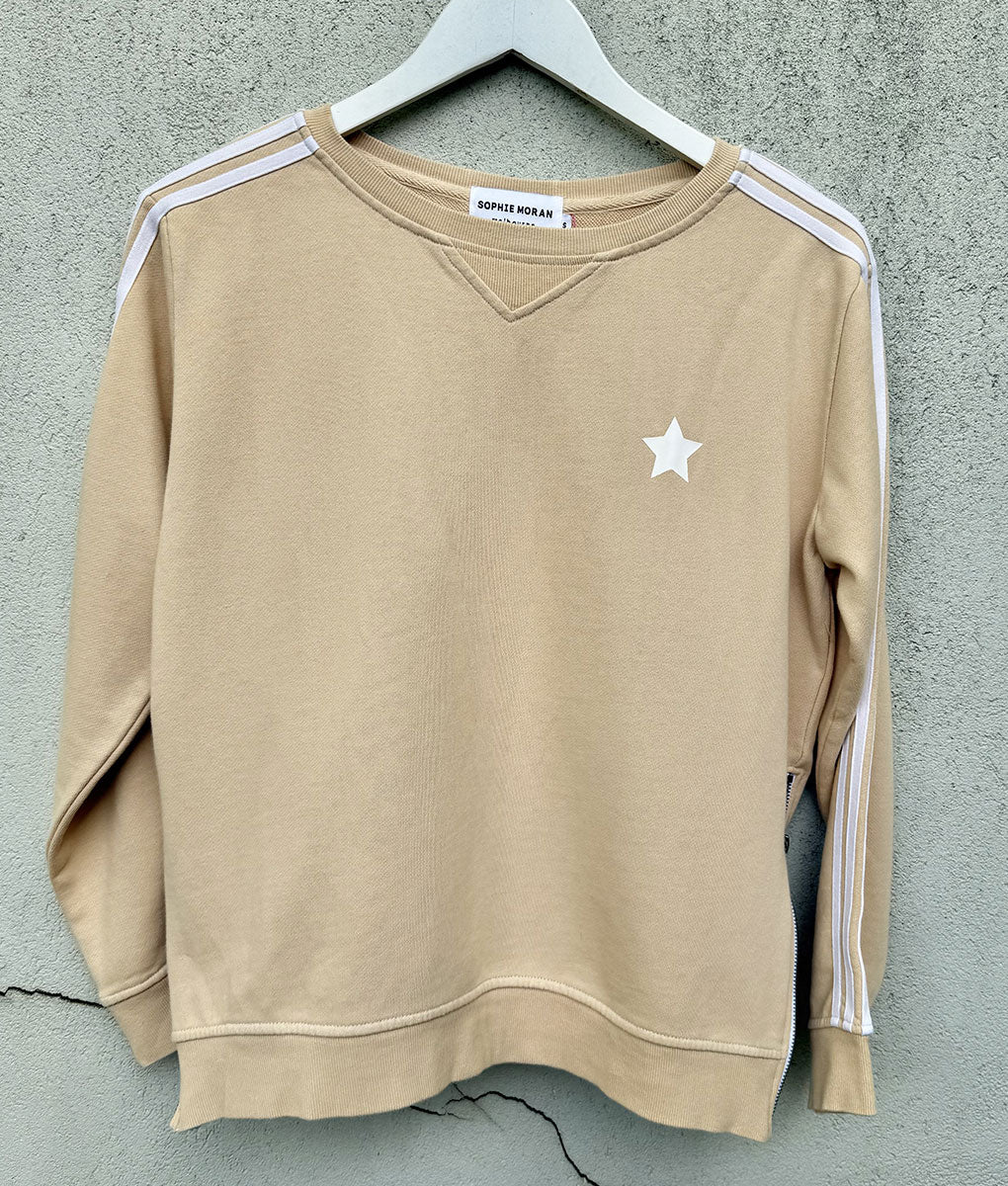 Sophie Moran Arm Stripe Sweatshirt - Beige