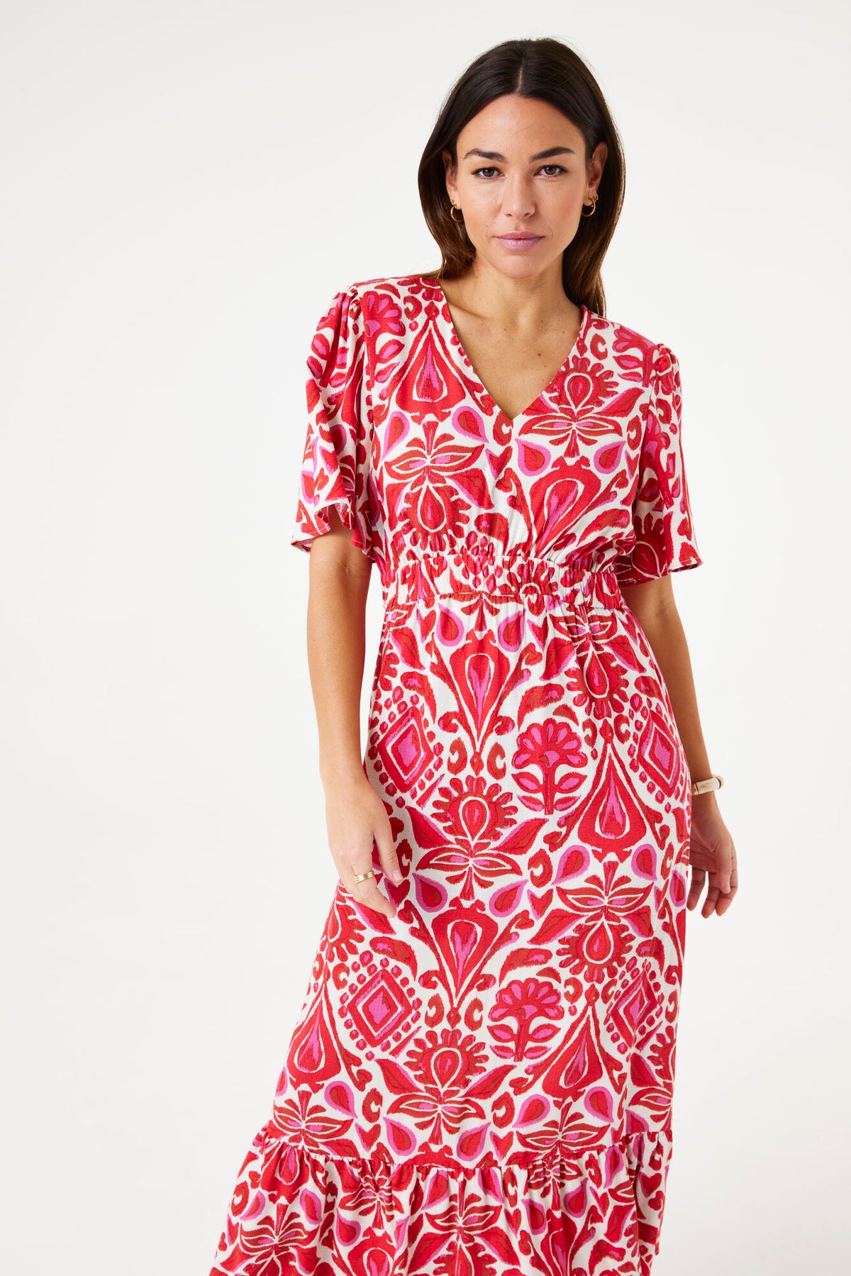 Garcia V-Neck Dress - Ruby Red Print
