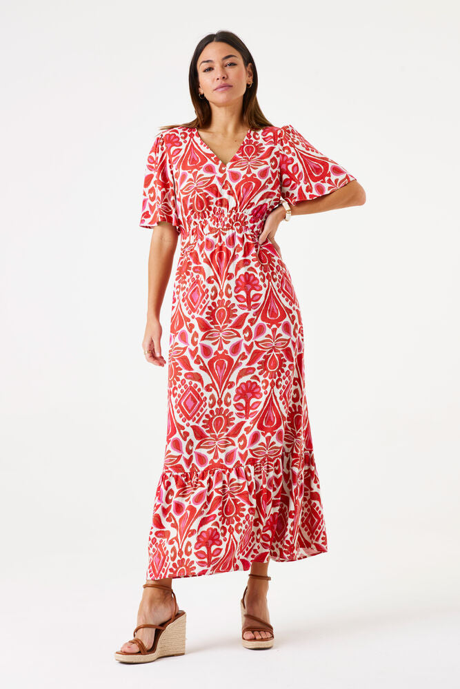 Garcia V-Neck Dress - Ruby Red Print