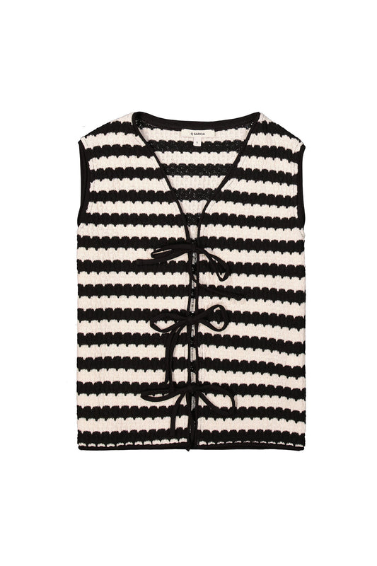 Garcia Black & White Striped Knit Top