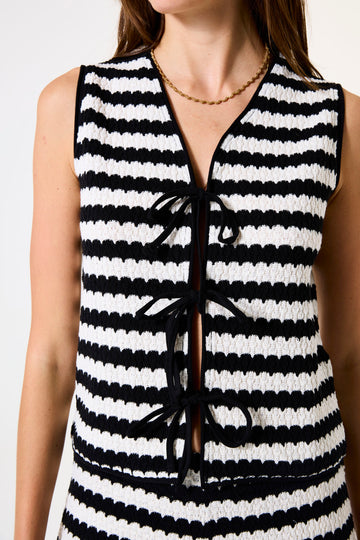 Garcia Black & White Striped Knit Top