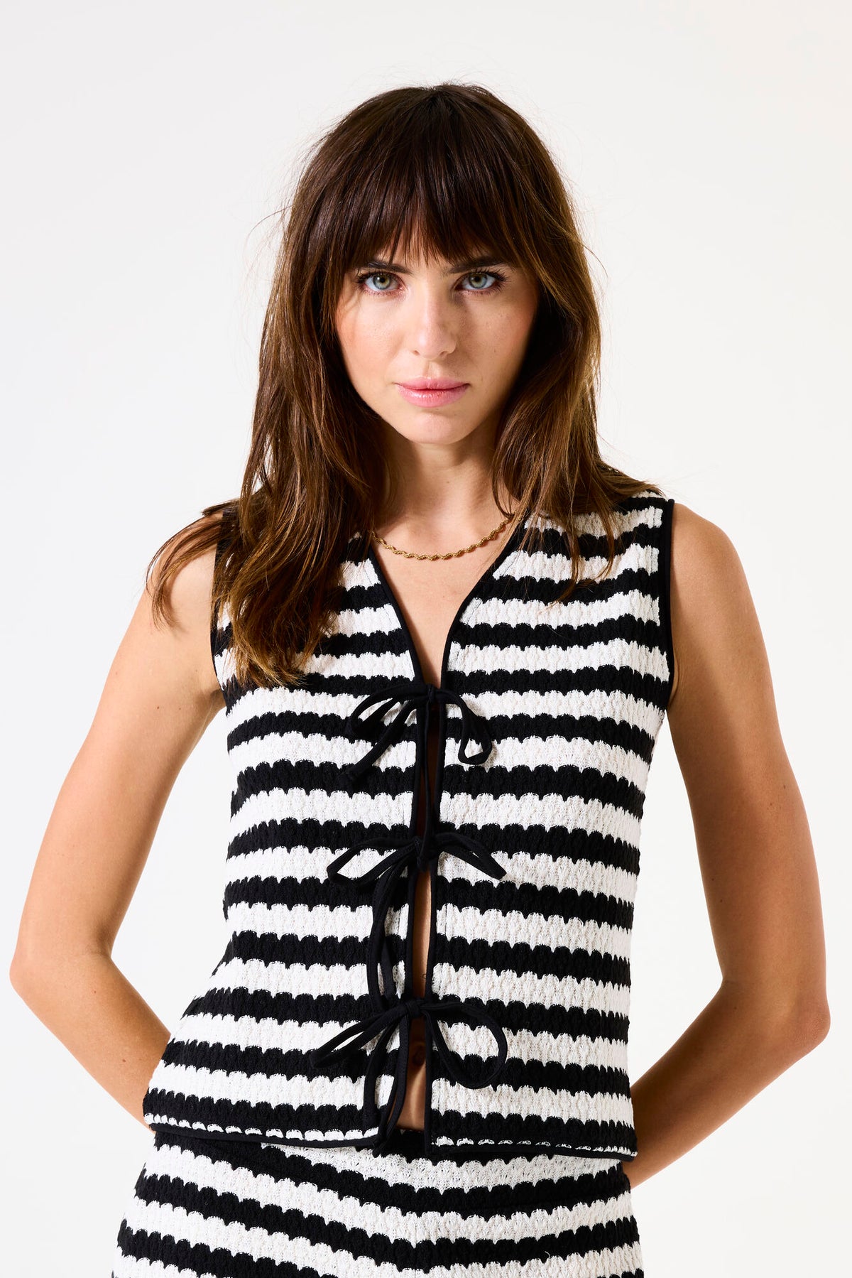 Garcia Black &amp; White Striped Knit Top