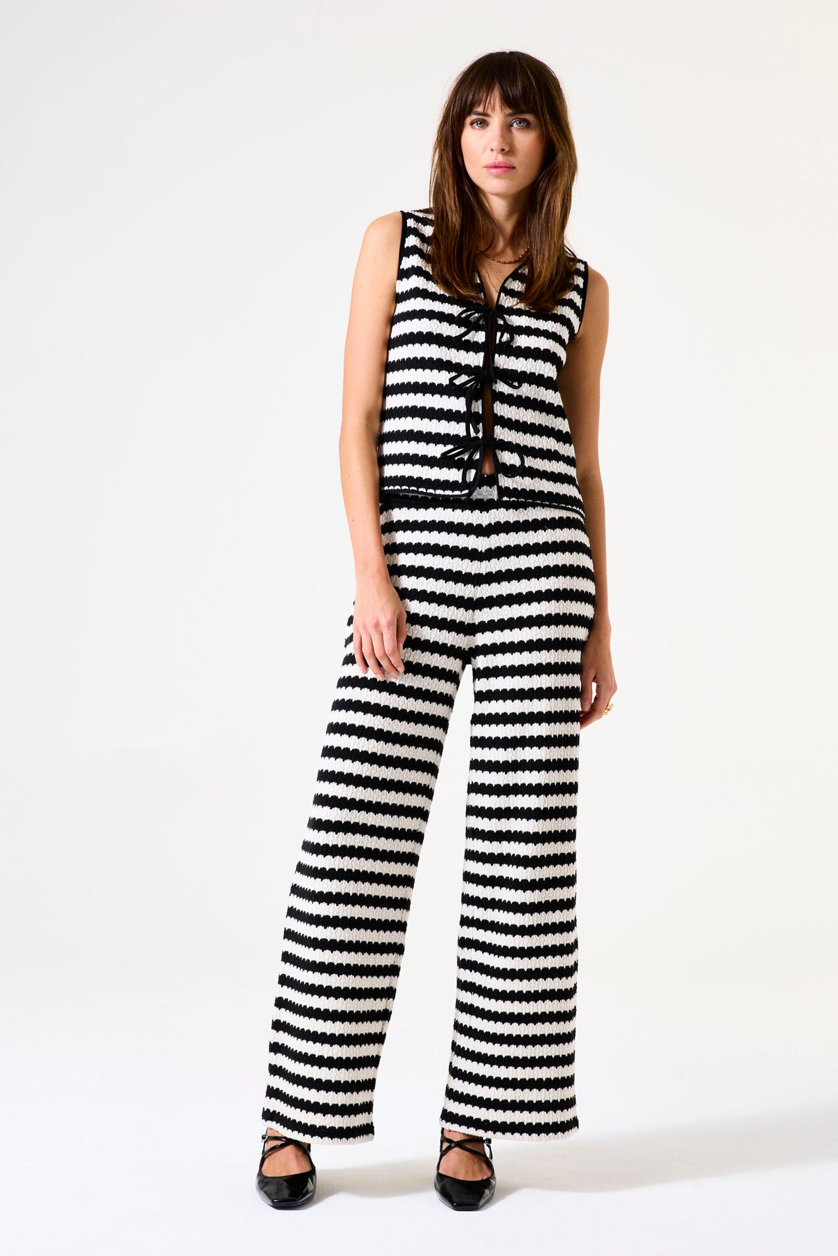 Garcia Black &amp; White Striped Pants
