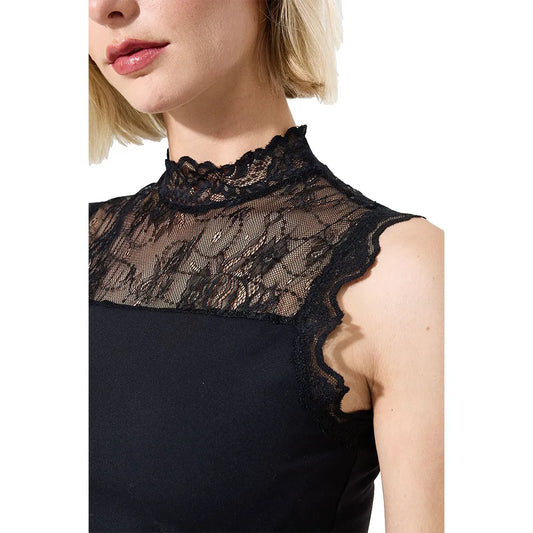 Garcia Sleeveless Lace Trim Top - Black