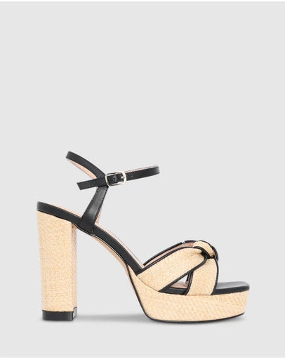 Nude Footwear Bella Hell - Black Raffia