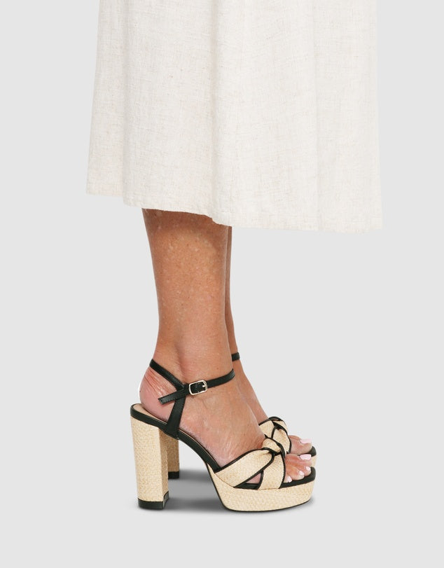 Nude Footwear Bella Hell - Black Raffia