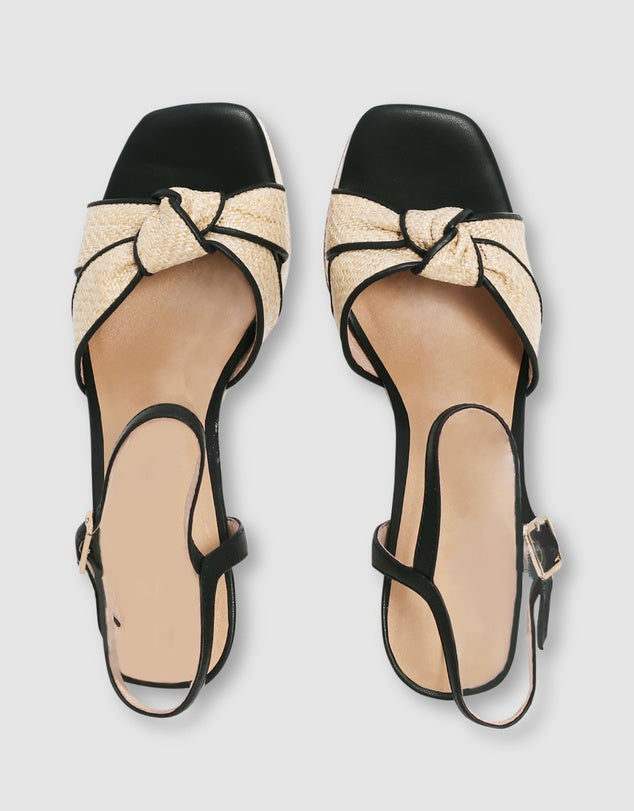 Nude Footwear Bella Hell - Black Raffia
