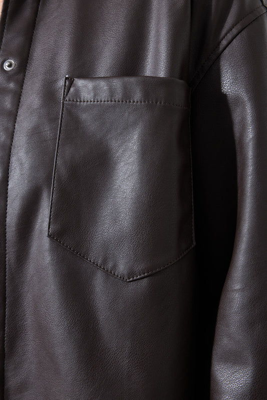 Garcia Leather Look Jacket - Night Brown