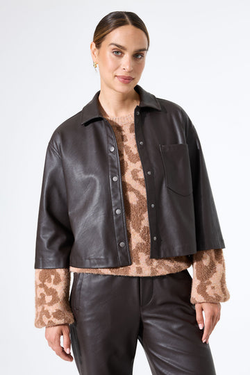 Garcia Leather Look Jacket - Night Brown