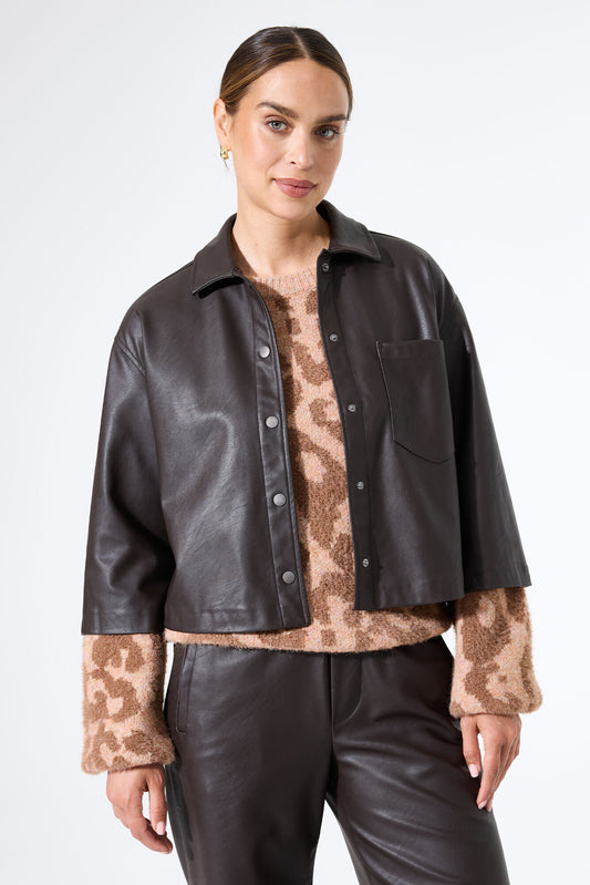 Garcia Leather Look Jacket - Night Brown