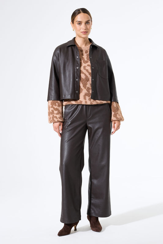 Garcia Leather Look Pants - Night Brown