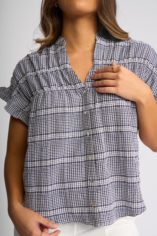 Knewe Addison Top - Ink Gingham