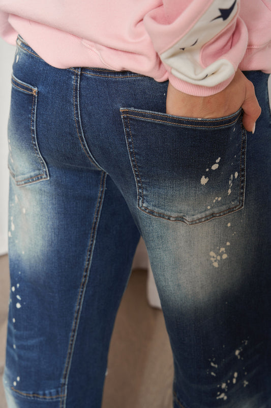 Style Laundry Barrel Leg Splatter Jean