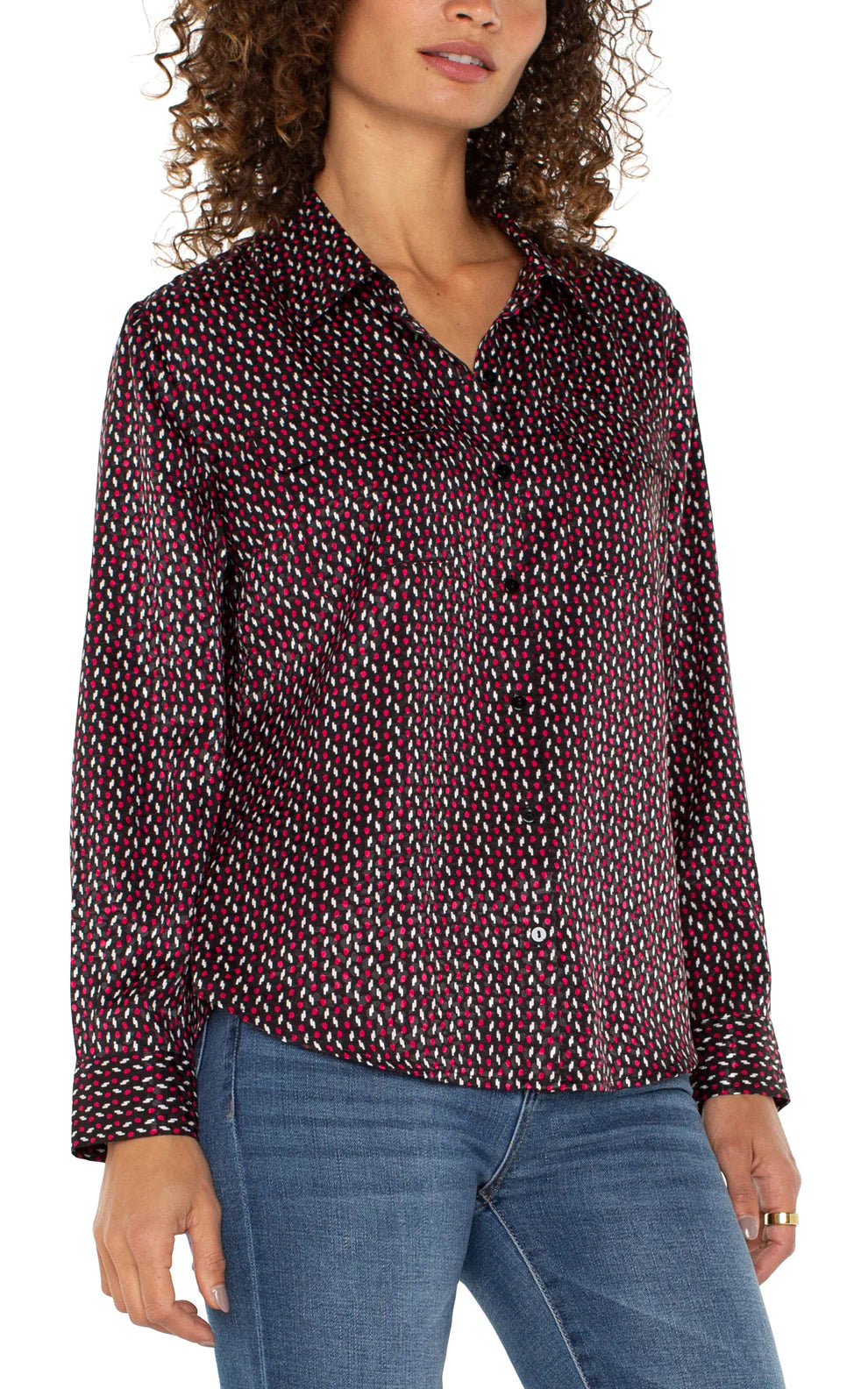 Liverpool Flap Pocket Button Front Shirt - Ruby Star Dot