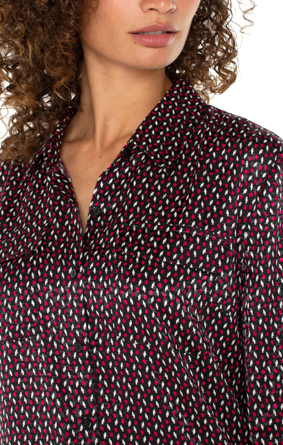 Liverpool Flap Pocket Button Front Shirt - Ruby Star Dot