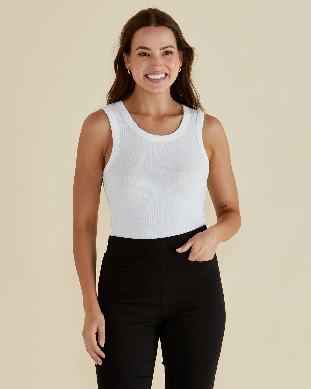 Betty Basics Francis Rib Tank - White