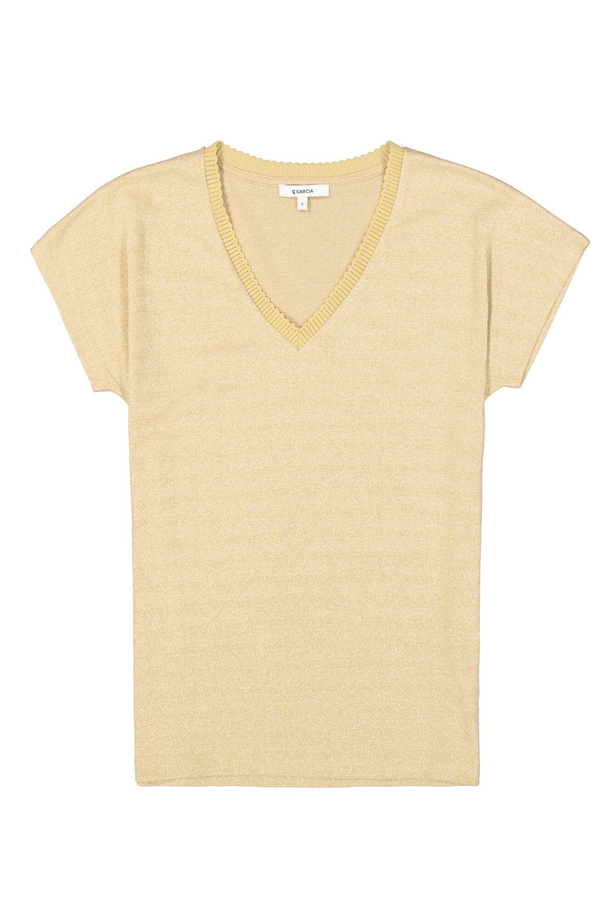 Garcia V-Neck Metallic Top - Iced Coffee