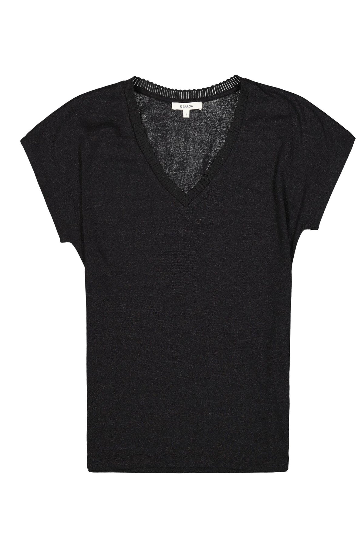 Garcia V-Neck Metallic Top - Black