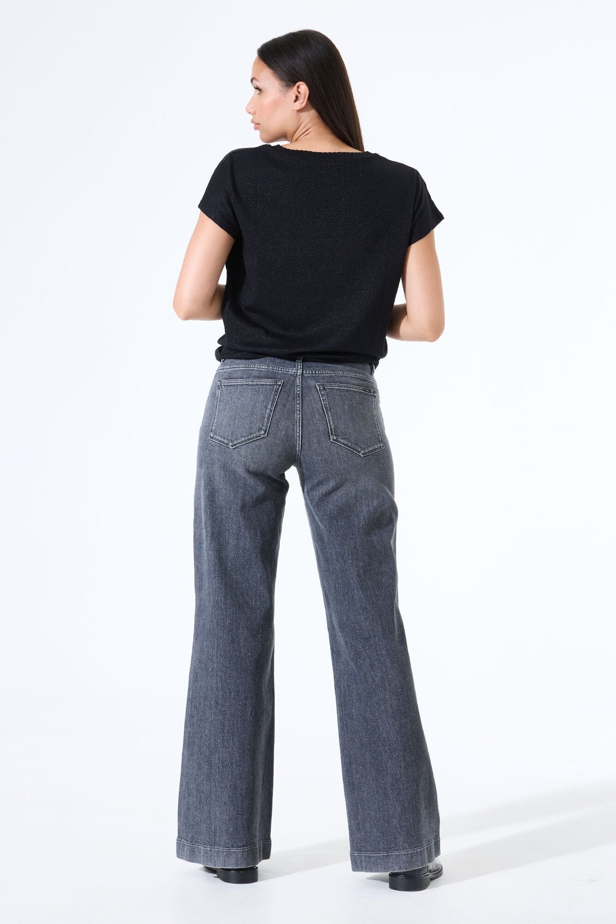 Garcia V-Neck Metallic Top - Black