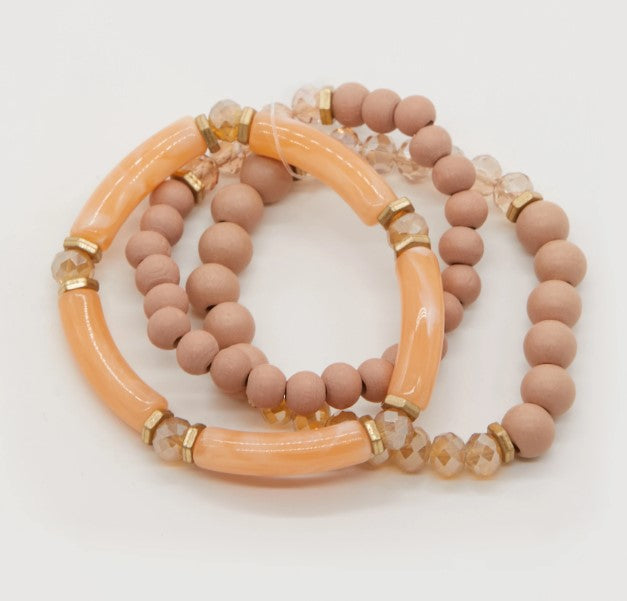 Stella + Gemma Rose beads/wood bracelet